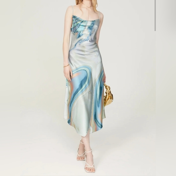 Jonathan Simkhai Dresses & Skirts - JONATHAN SIMKHAI Women's Watercolor Sleeveless Cowl-Neck Nellie Slip Dress, 10